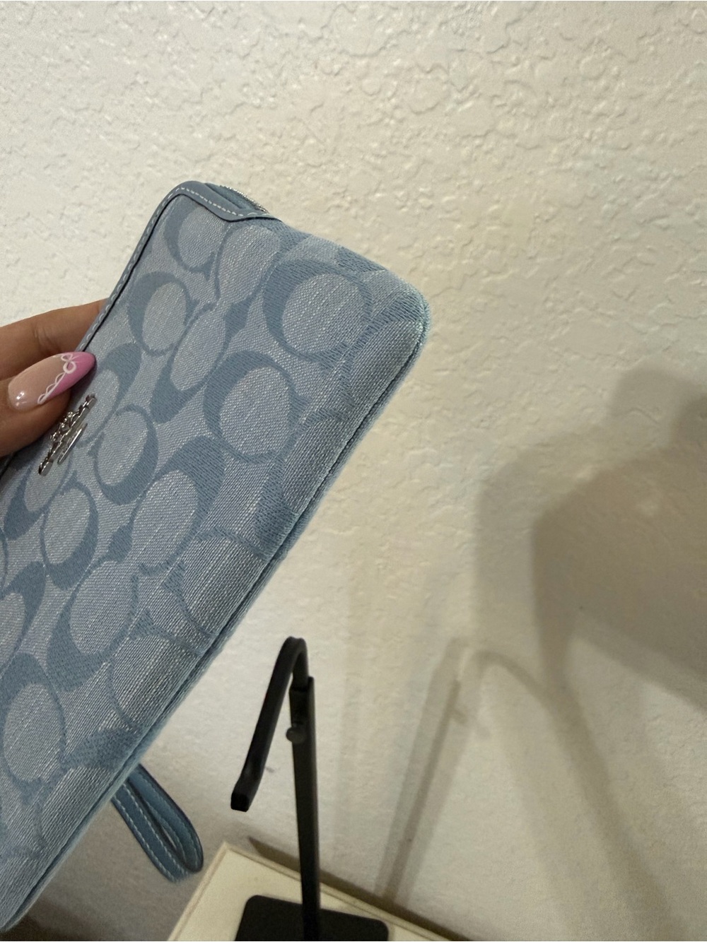 Coach Light Blue Denim Zip Wristlet - Picture 5 of 6